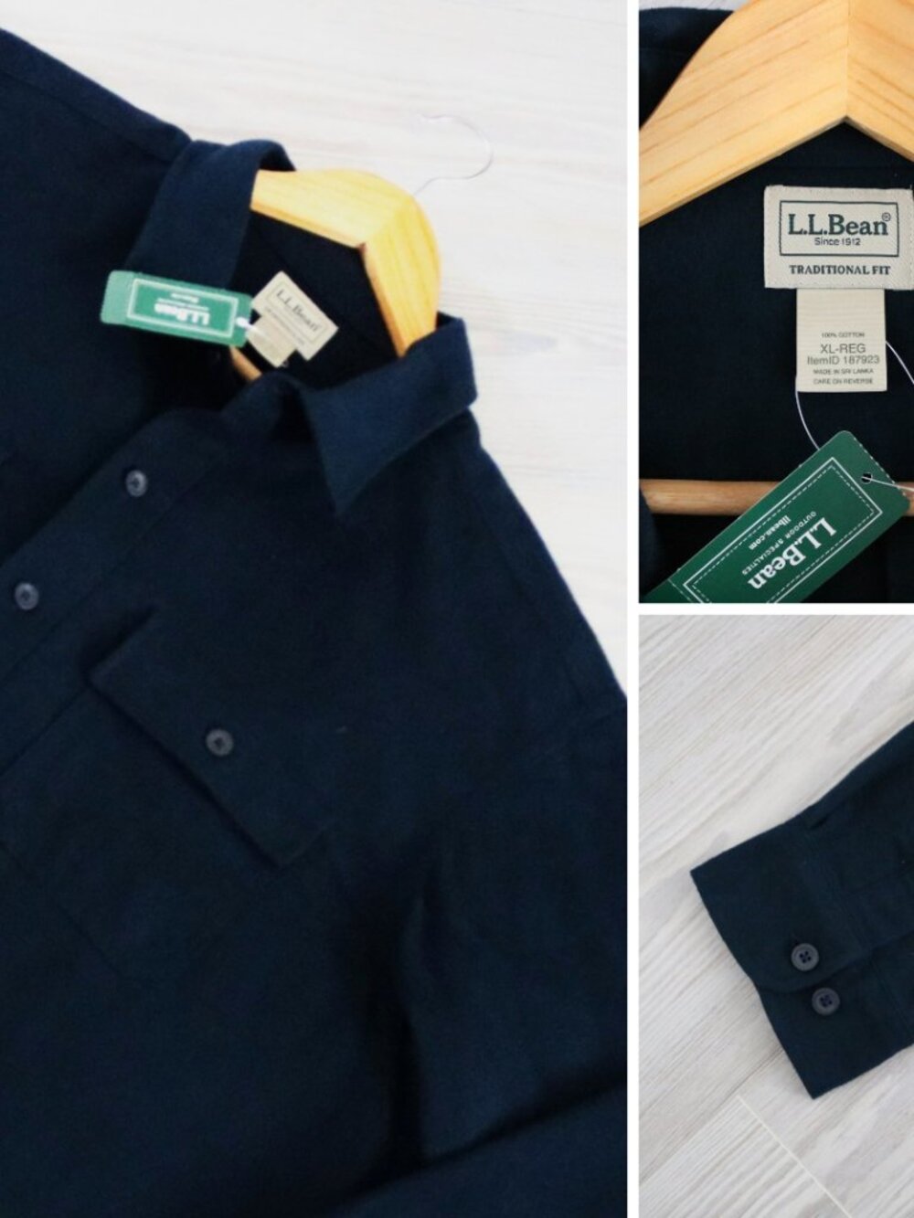 LL Bean Chamois Deep Navy Heavy Flannel Mens Outdoor Cotton Button Shirt Size XL